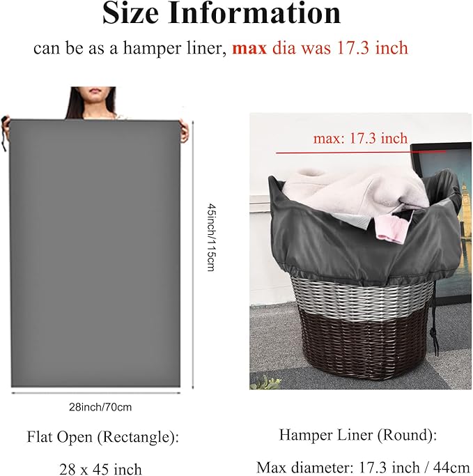 OTraki 28x45 inch Large Laundry Bags 2 Pack Heavy Duty Drawstring Laundry Wash Bags Big Hamper Replacement Liner Bag Dirty Clothes Washable for Camp Don't Drying, Melting 140-176℉