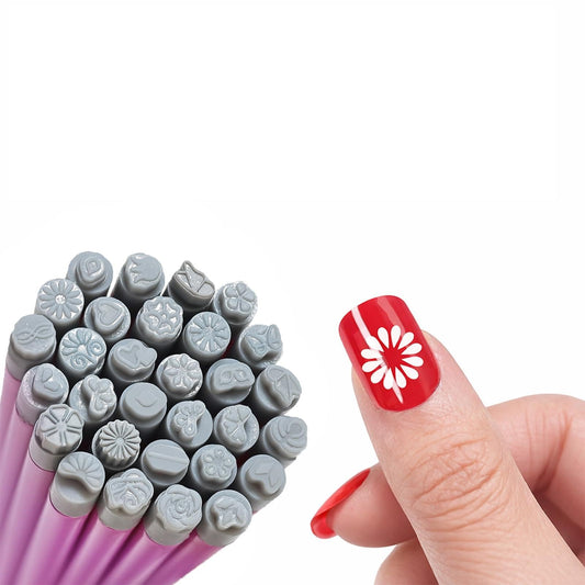 Denash 30 Pcs Nail Stamp Pens, Nail Art Pens with Diverse Patterns, Different Patterns Nails Transfer Pen for DIY Nail Art Home Salon Party Wedding Use