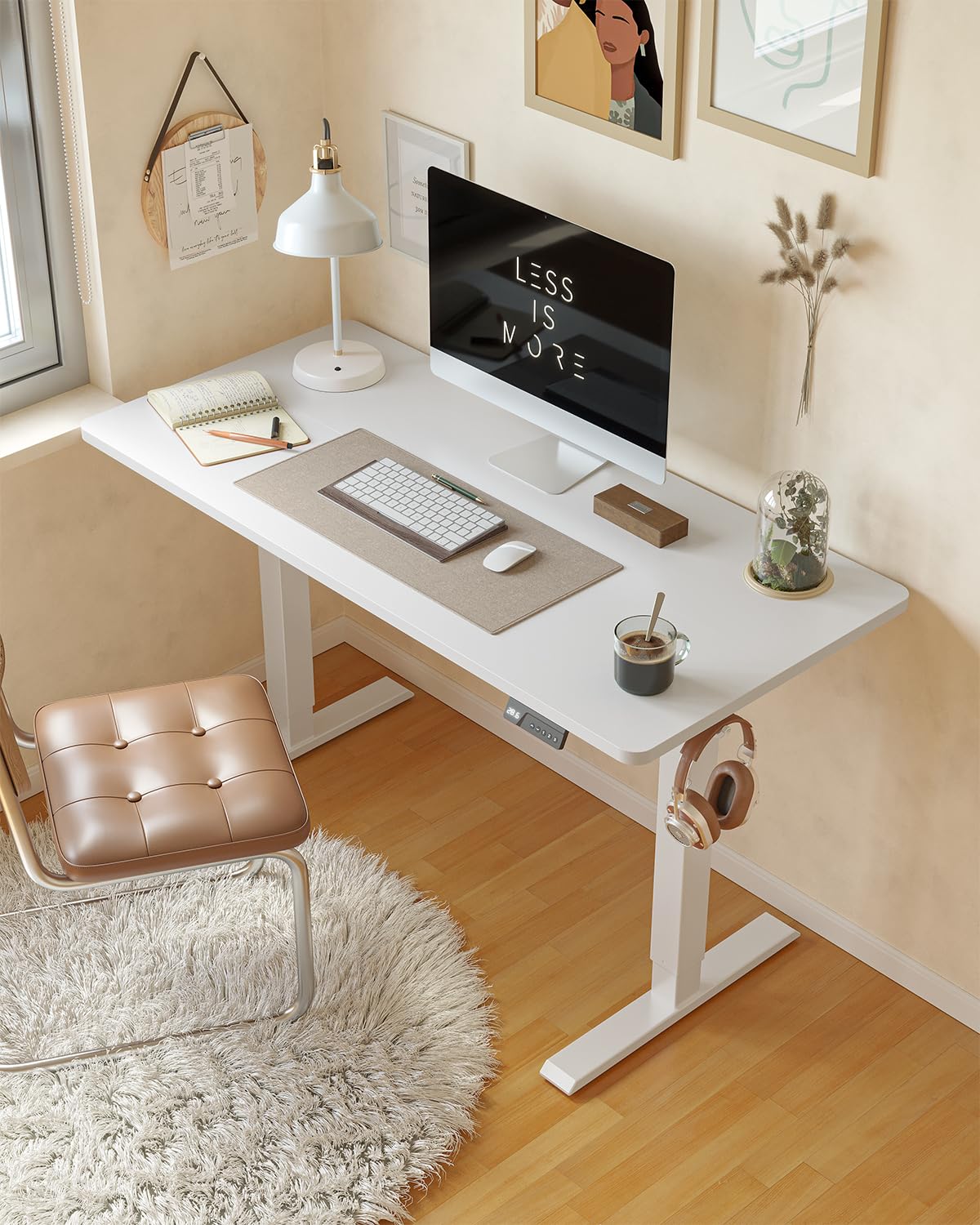 CubiCubi 63 x 28 Large Standing Desk, Height Adjustable Electric Computer Desk, 28" Deep Desktop, Sit Stand up Home Office Workstations with 4 Preset Heights, White