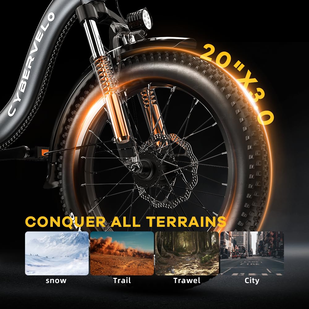 YorkE 1000W Folding Electric Bike, 48V 20AH Large Removable Battery E Bike, 30+MPH, 80 Miles Max Range, 20" Fat Tire Electric Bike for Adults, Adult Electric Bicycles for Commute,Green