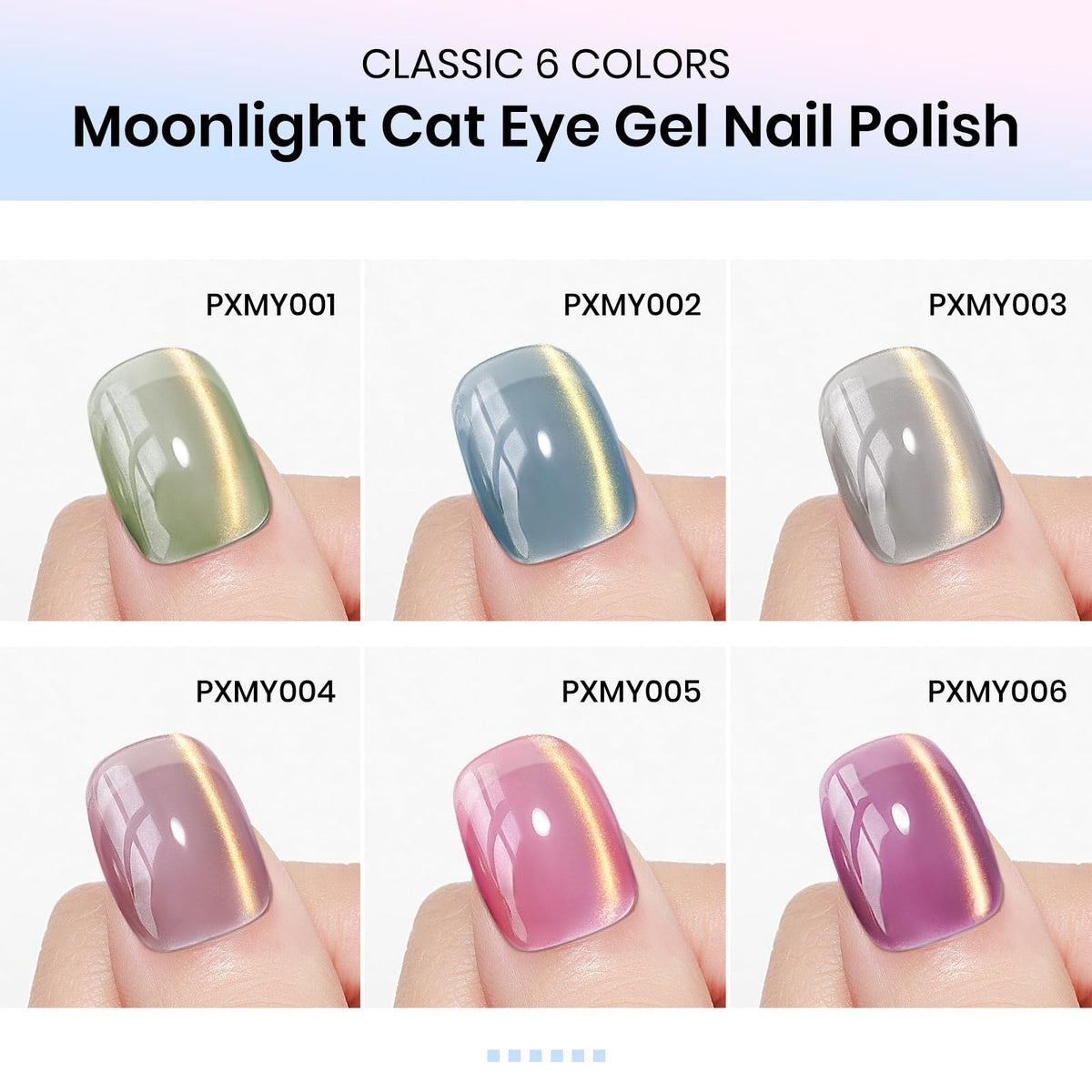 MIZHSE Cat Eye Gel Nail Polish Set, 6 Colors Dawn Ceramic Magnetic Gel Polish with Magnet Stick, Trendy Salon French Nail Polish Kit DIY at Home Gift Set for Women