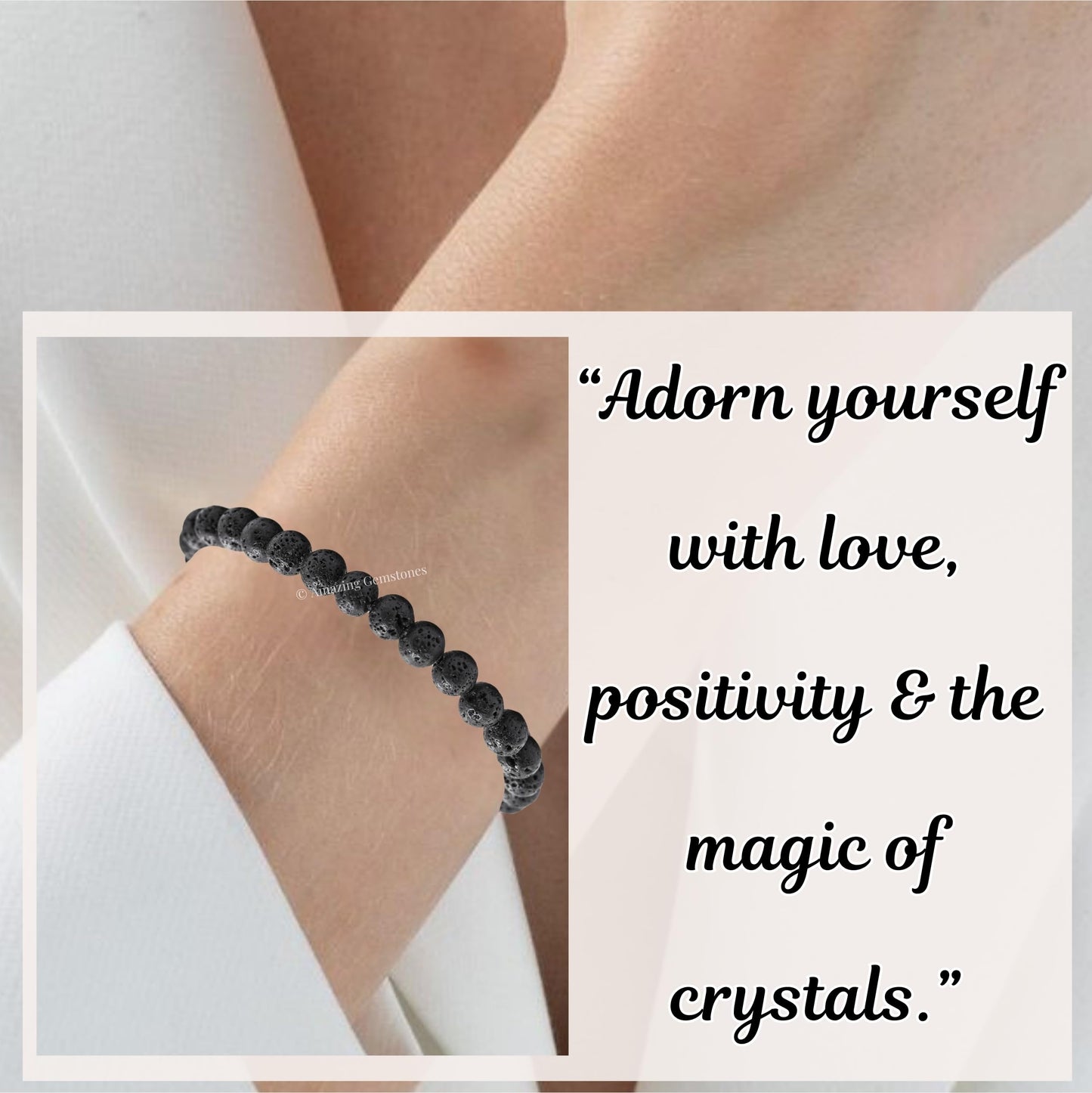 Amazing Gemstone Lava Stone Bracelet for Women Men's Gifts - Protection Healing Crystal Bracelet - 6mm Gemstones Beaded Adjustable Bracelet Pulseras Para Hombres Mujer Stocking Stuffers