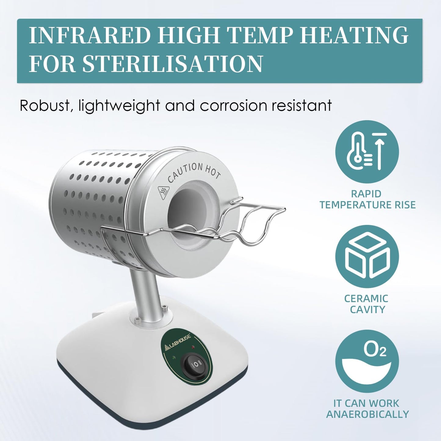 LABHOUSE Lab DS-900S Infrared Sterilizer Autoclave Sterilizers Two Adjustable Heating Temperatures 400°C/825°C for Scalpel Needle Inoculating Loop Vaccination Ring,110V 240W
