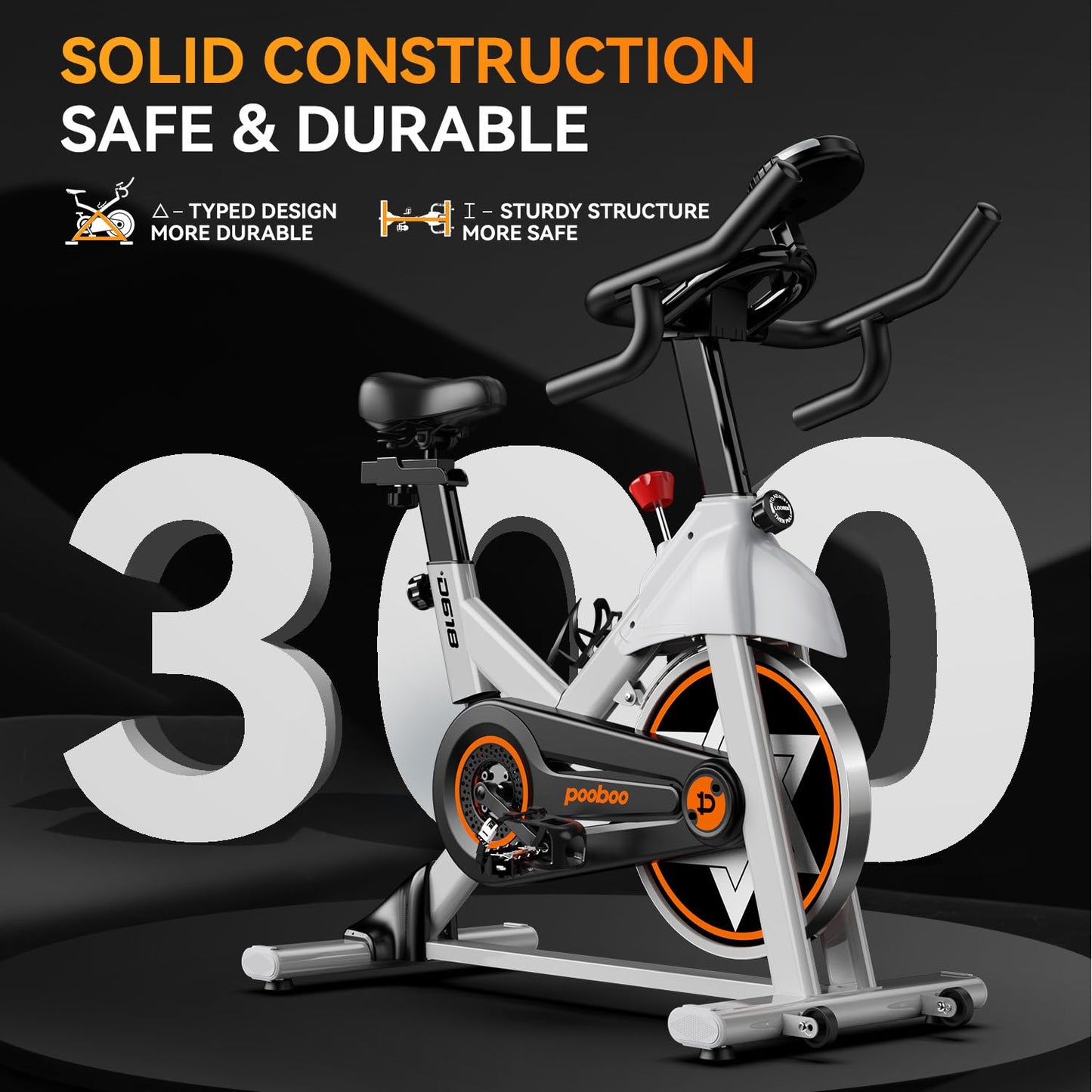 POOBOO Exercise Bike, Stationary Bike for Home Gym w/Built-in Bluetooth, Magnetic Resistance Indoor Cycling Bike w/Comfortable Seat Cushion & Tablet Mount, Silent Belt Drive Indoor Bike for Cardio
