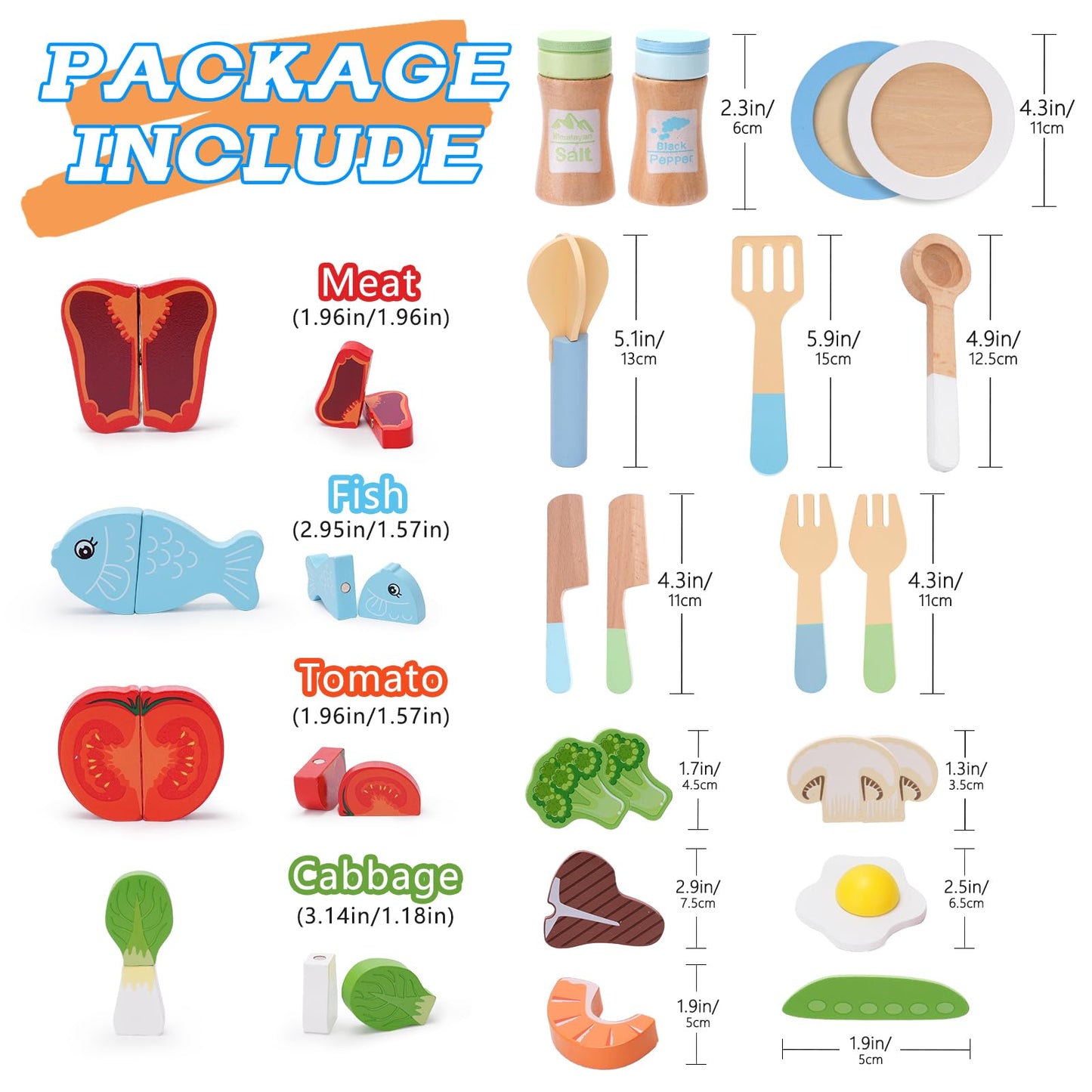 Play Kitchen Accessories, Wooden Play Cooking Set, Pretend Play Kitchen Set for Kids, Including Stove, Cookware Pots and Pans, Cooking Utensils Playset, Cutting Food Playset for Girls Boys Toddler