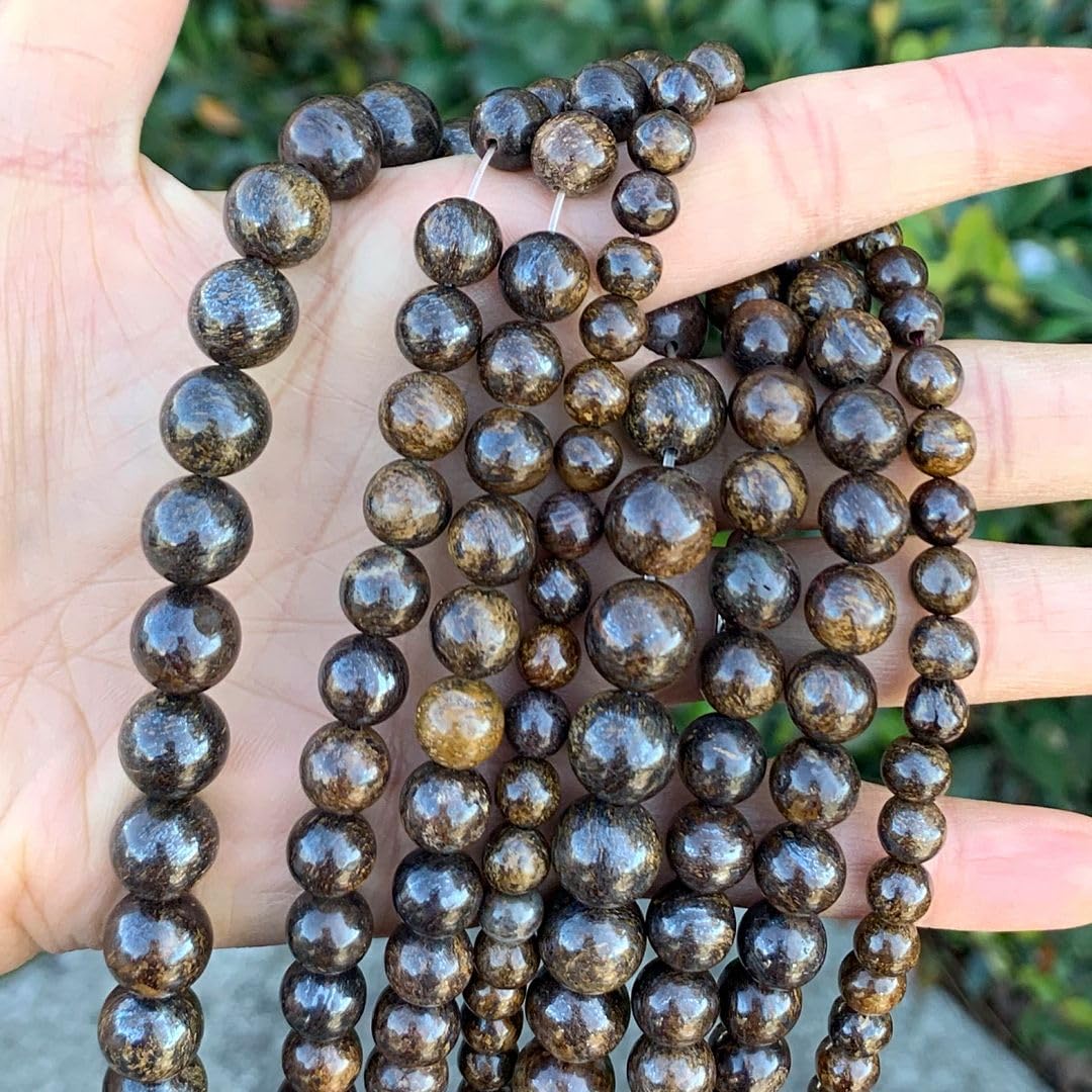 60pcs Adabele Natural Brown Bronzite Healing Gemstone 6mm (0.24 inch) Round Loose Beads Gem Stone Spacer for Craft Jewelry Making GF16-6