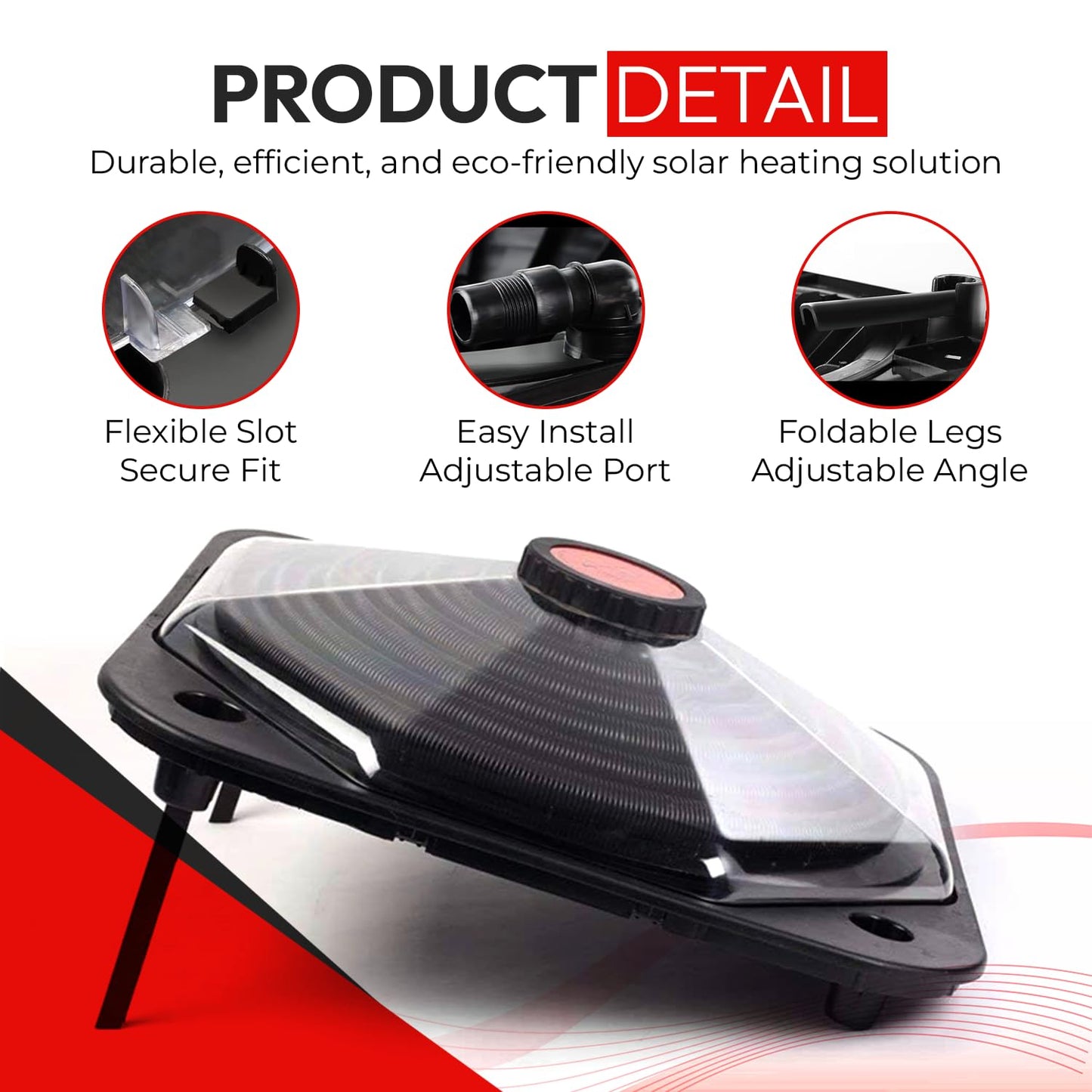 Solar Pool Heater Dome – Black SunCOIL for Above Ground & Intex Pools – Free Connection & Diverter Valve Kit – Fast & Efficient Sun-Powered Heating – 5-Year Warranty