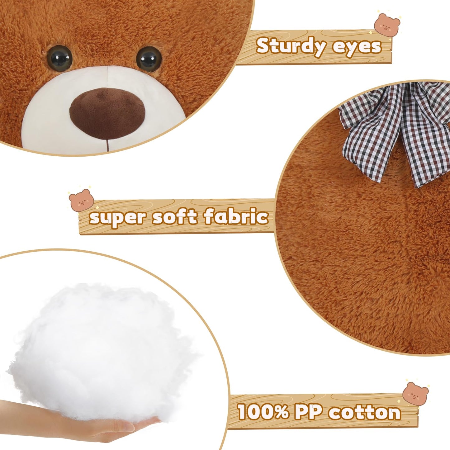 Toys Studio 5 Feet Teddy Bear, 59'' Giant Big Bear Stuffed Animal Lifesize Bear for Baby Shower Centerpieces, Large Plush Toy for Kids Girls Valentine's Day Christmas Birthday, Brown