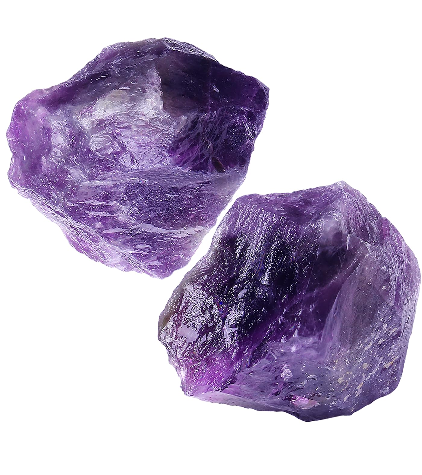 NUKAYAI 2Pcs Amethyst Crystal 1.8-2.2" Large Natural Stones Raw Healing Crystals Amethyst Crystal Rocks for Tumbling Purple Rough Polishing Fountain DIY Lapidary Cabbing Wire Wrapping Reiki Wicca Rock