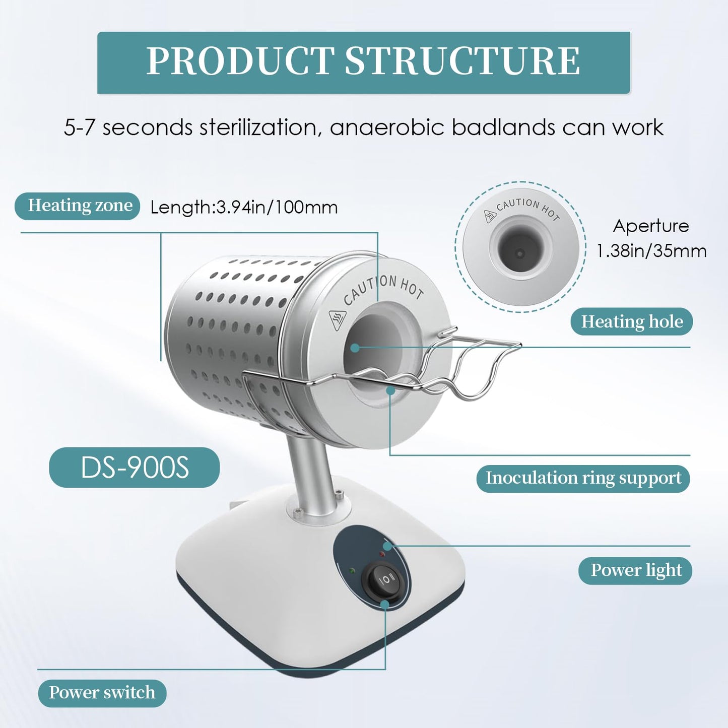 Lab DS-900S Infrared Sterilizer Autoclave Sterilizers Two Adjustable Heating Temperatures 400°C/825°C for Scalpel Needle Inoculating Loop Vaccination Ring,110V 240W