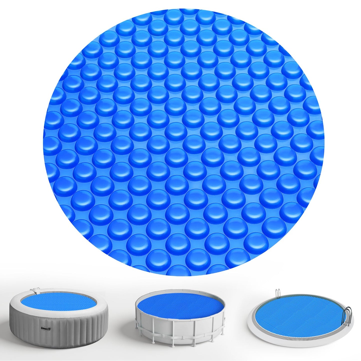 KETNET Solar Pool Cover 6 ft Round for 6-24ft Above Ground Inground Pools, Hot Tub Spa Thermal Heating Bubble Wrap Covers, 12 Mil Heavy-Duty Circle Blue Floating Blanket Mat for Swimming Pools