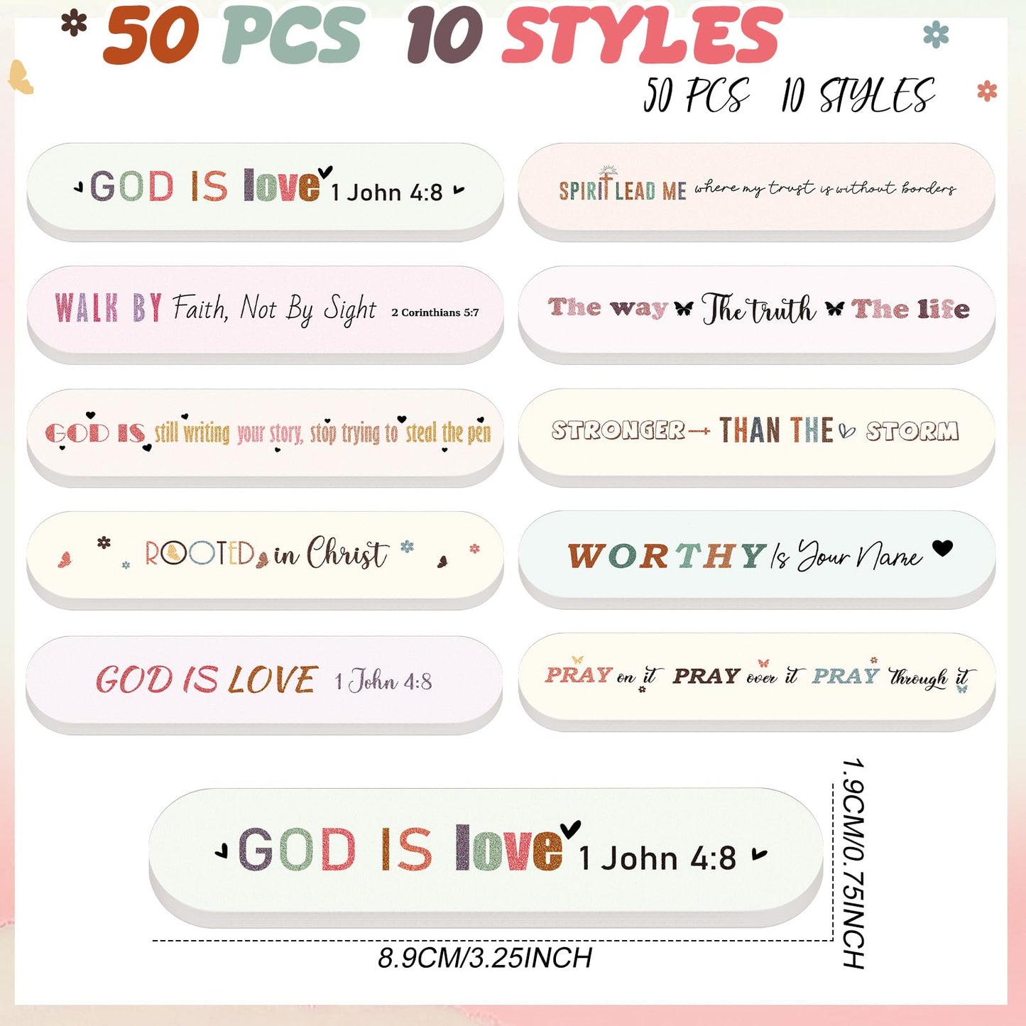 Lanties 50 Pcs Christian Gifts for Women Bulk Christian Nail File Bulk with Bible Scripture Religious Gift Mini Emery Board Nail Files for Teacher Employee Appreciation