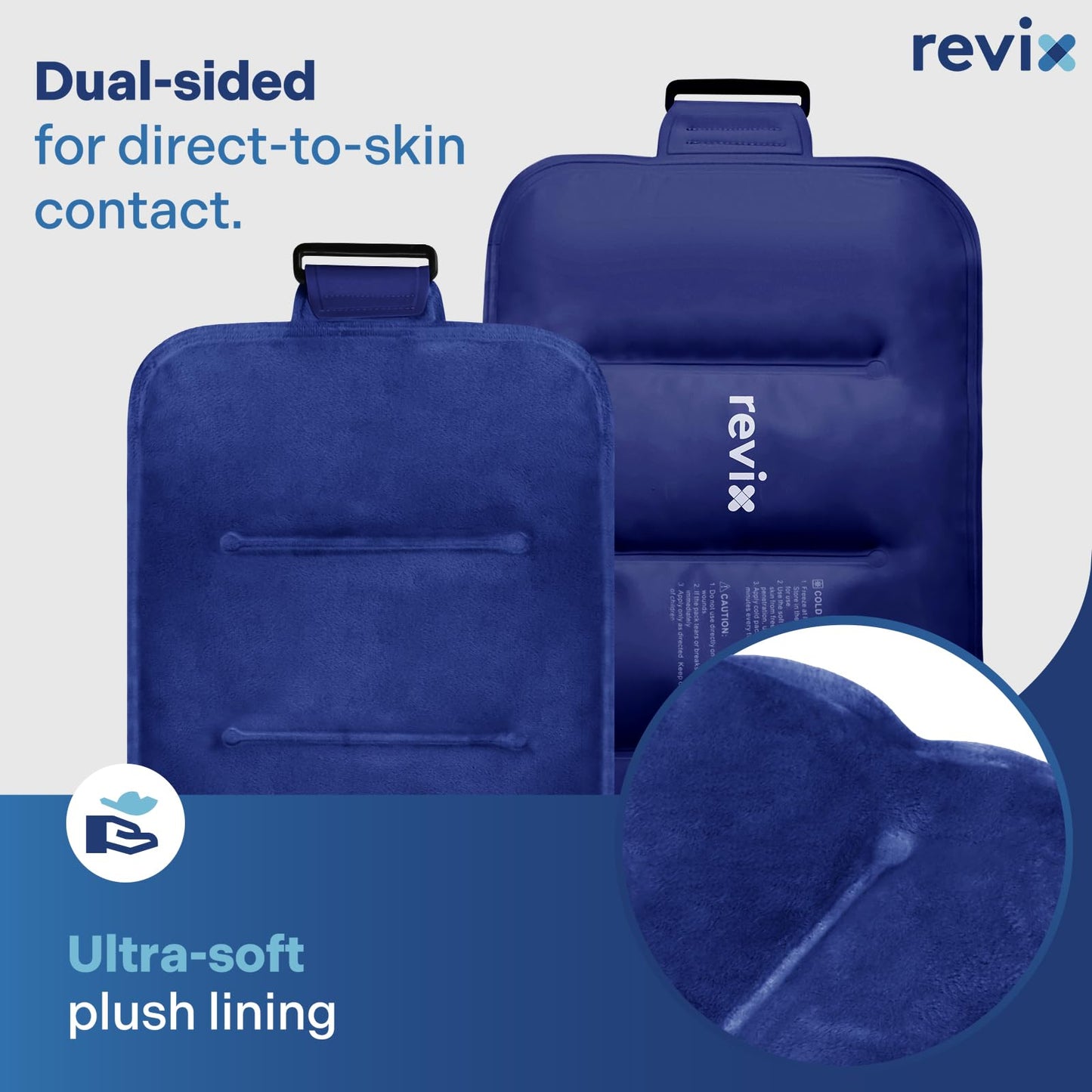 REVIX Ice Pack for Injuries Reusable Gel for Lower Back, Cold Packs for Back Shoulder, Elbow, Hip, Leg, Wrap Around Entire Knee, Soft Cold Compress,16 × 9" Navy"