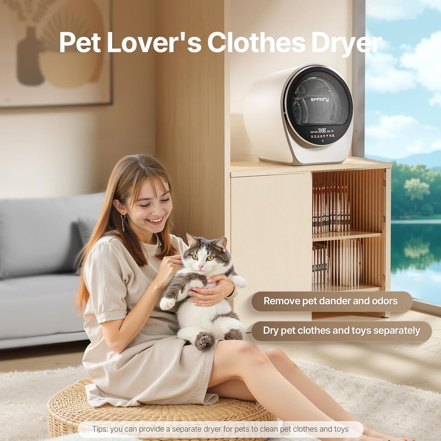 S3 Compact Clothes Dryer 1 cu.ft Capacity 110V 1050W Portable Dryers Machine with Stainless Steel Drum 8 Drying Mode for Small Spaces,Apartments dorm Mini electric secadora portatil de ropa