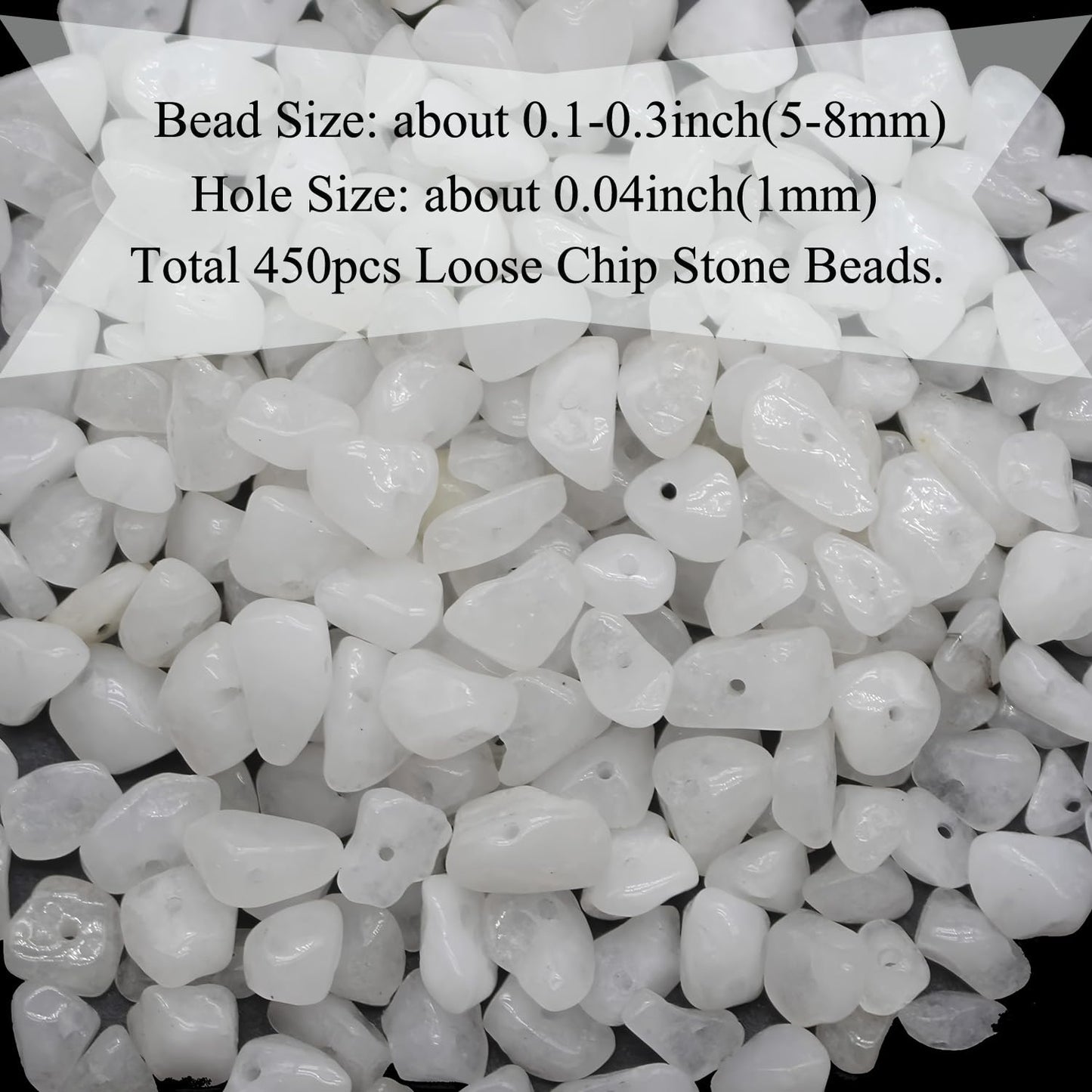 Natural Chip Stone Beads 450pcs White Jade Chips 5-8mm Genuine Real Irregular Healing Crystal Rocks Hole Drilled DIY Loose Gemstone Beads for Jewelry Making Bracelet Earrings Necklace Crafting