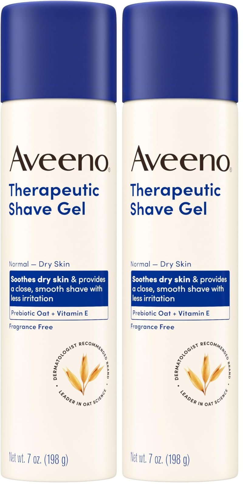 Aveeno Therapeutic Shave Gel with Oat and Vitamin E to Help Prevent Razor Bumps, Soothes Dry Skin and Provides a Close, Smooth Shave with Less Irritation, Fragrance-Free, 7 oz (Pack of 2)