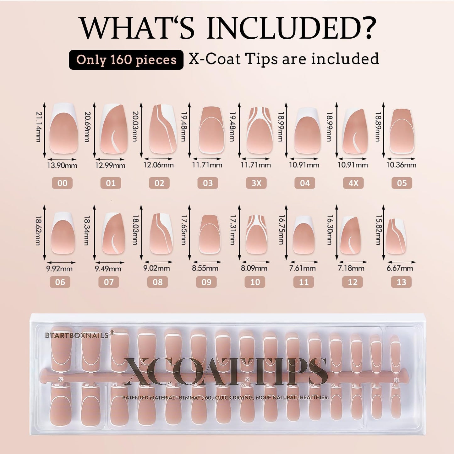 BTArtbox Long Square Gel Nail Tips and Short Square Press on Toenails
