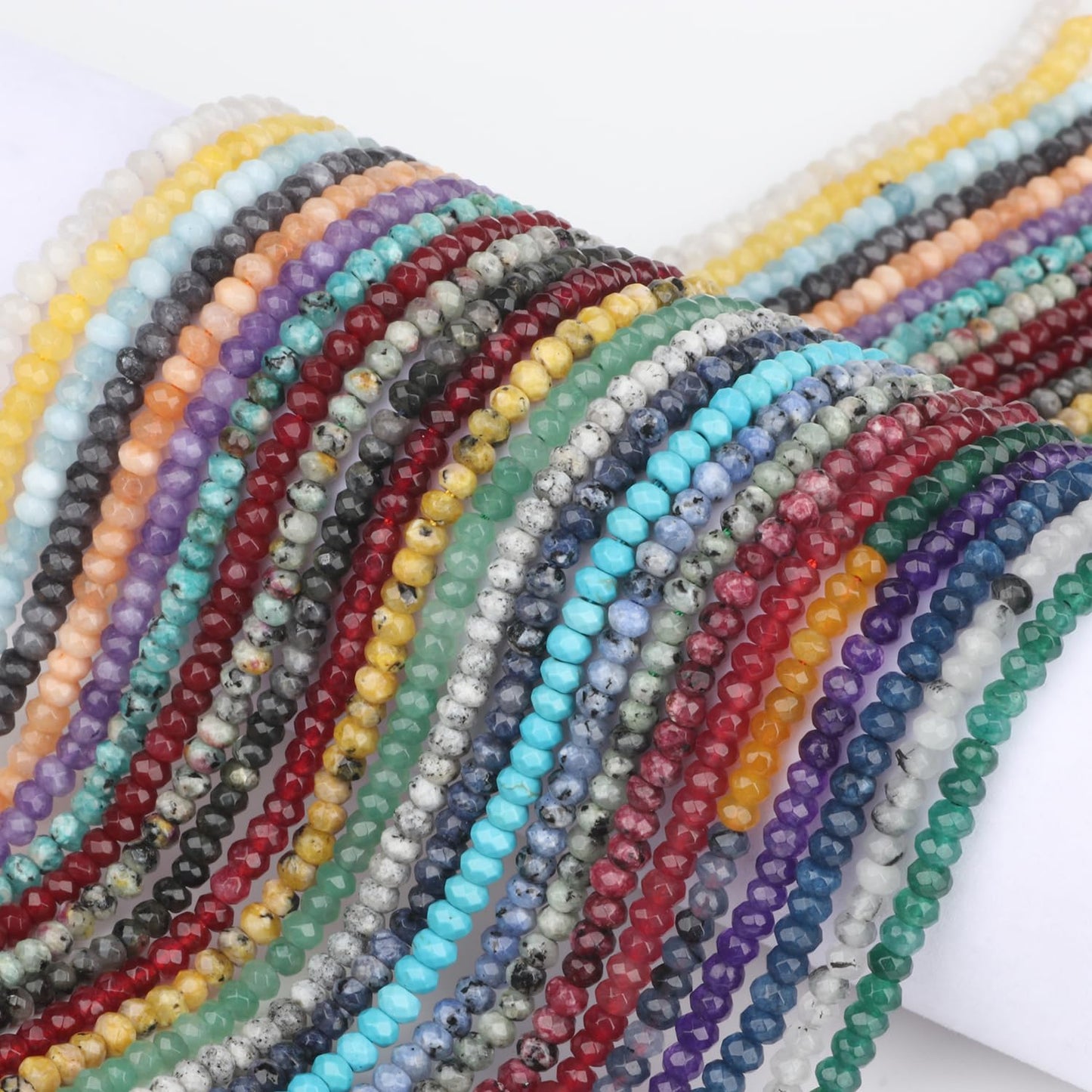2 String 220PCS 3x5mm Natural Yellow Color Speckled Beads for Jewelry Making, Songxi Facted Loose Gemstone Beads for DIY Bracelet Necklace Making Supplies with Energy Healing Chakra Power
