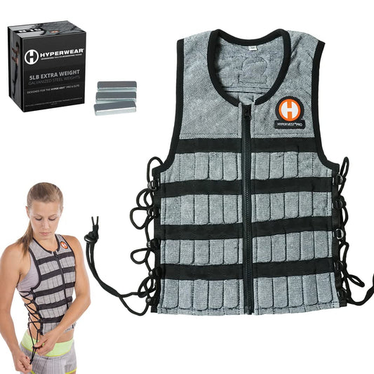 HYPERWEAR Hyper Vest PRO Weighted Vest Small – 20 lb Included – Heather Gray
