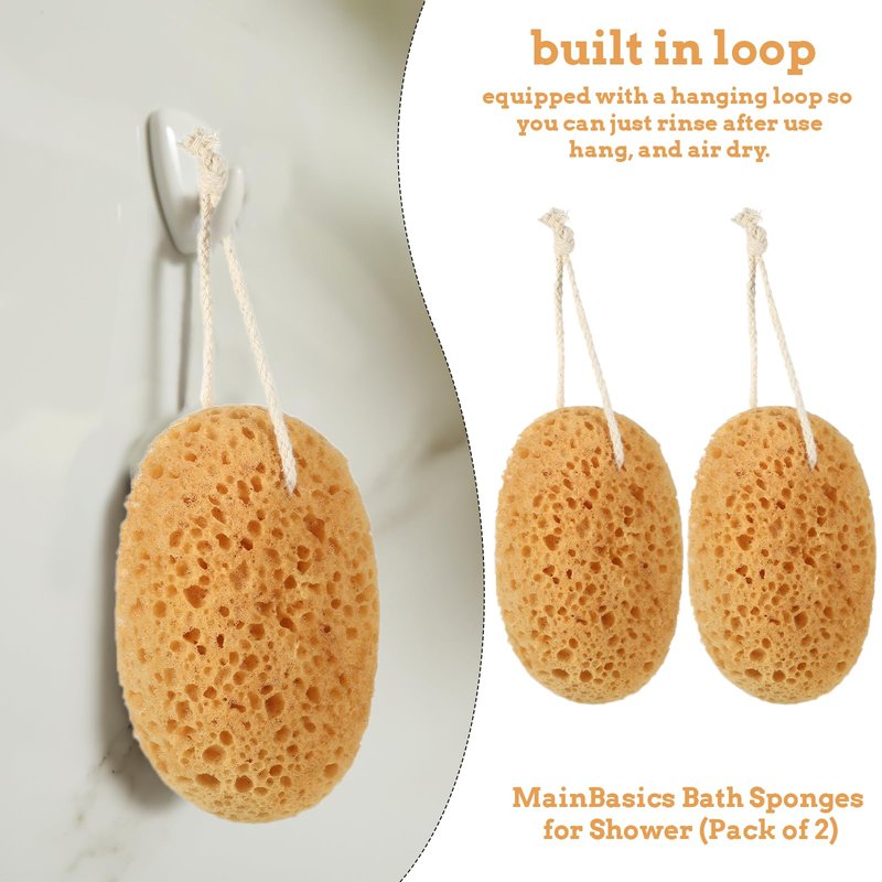 Shower Sponge, 2 Pcs Large Bath Sponges for Shower Body Scrubber Soft Loofah Exfoliating Sponge for Women Men Home Bathroom Face Body Washing Bathing Deep Cleansing