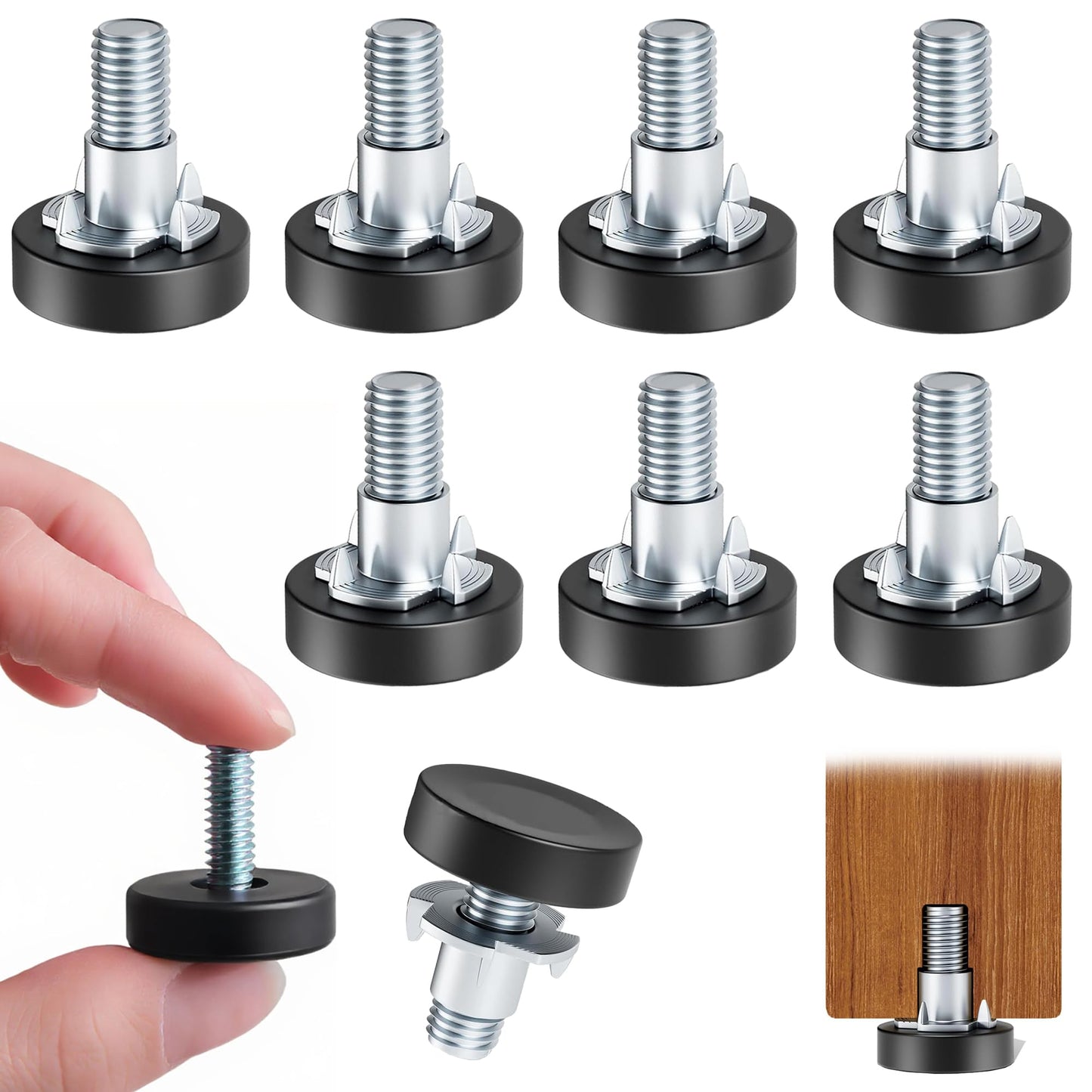8 Pack 1/4" Wire Shelving Rack Thread Leveling Feet Bolt Adjustable Furniture Levelers Screw-in Furniture Feet Adjusters for Garden Chairs Tables Cabinets Bar Stool Stool Cupboard Couch Desk Sofa"