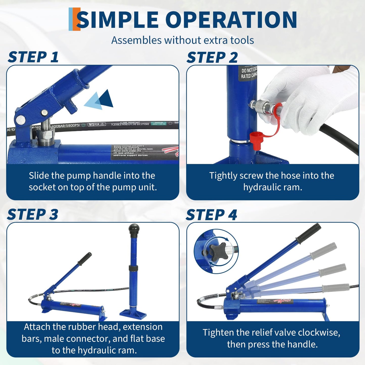 12 Ton Porta Power Kit,Hydraulic Ram Kit Porta Power Jack,Heavy Duty Auto Body Frame Repair Kit, Vehicle Body Collision Repair, Pusher, Puller, Spreader Sets for Garage and Workshop