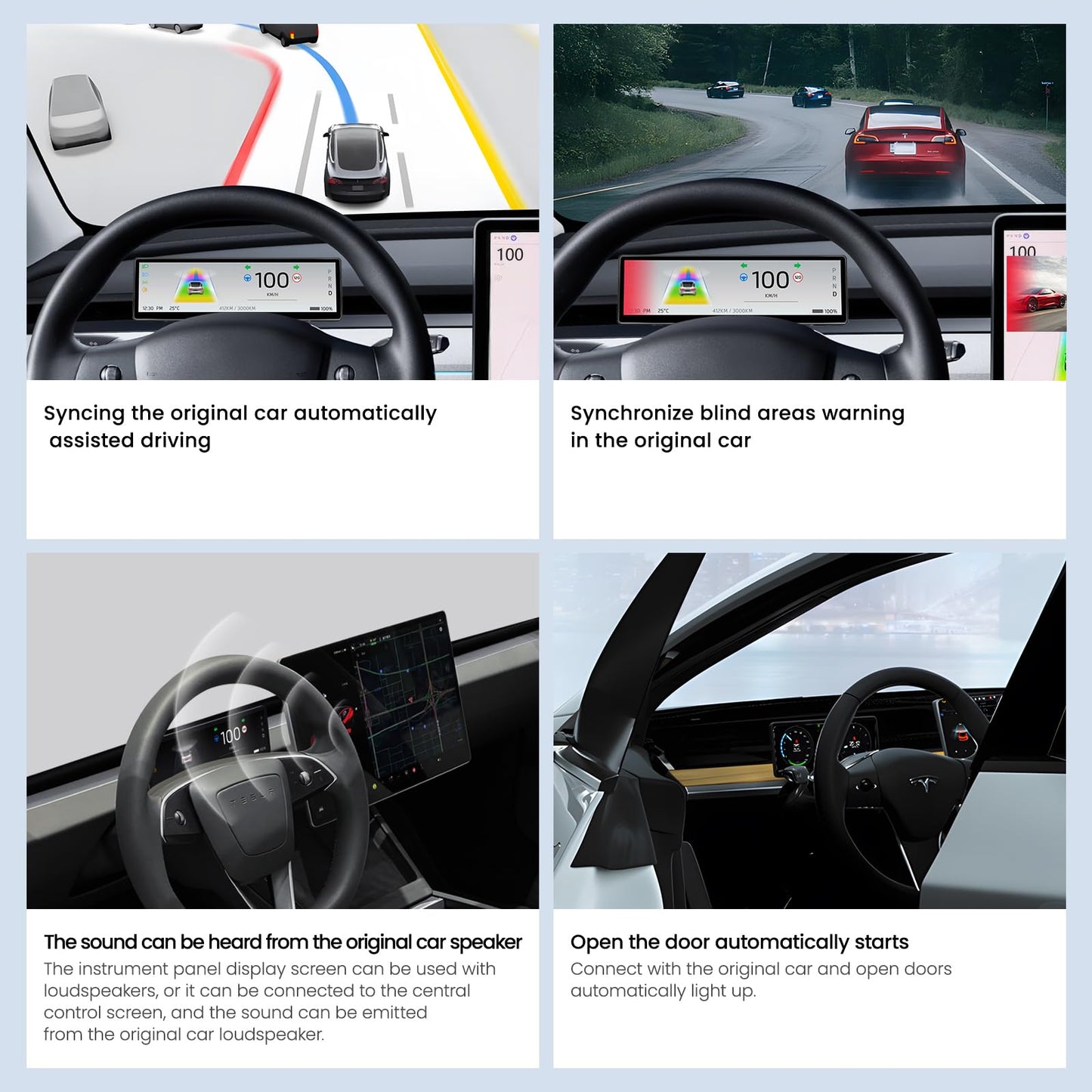 Heads Up Display for Tesla Model Y & Model 3 Wireless Carplay & Android Auto,Ultra-Thin Screen with Front Camera,Battery/Dashboard Data Sync,Blind Spot Warning,OTA Updates(9.0")