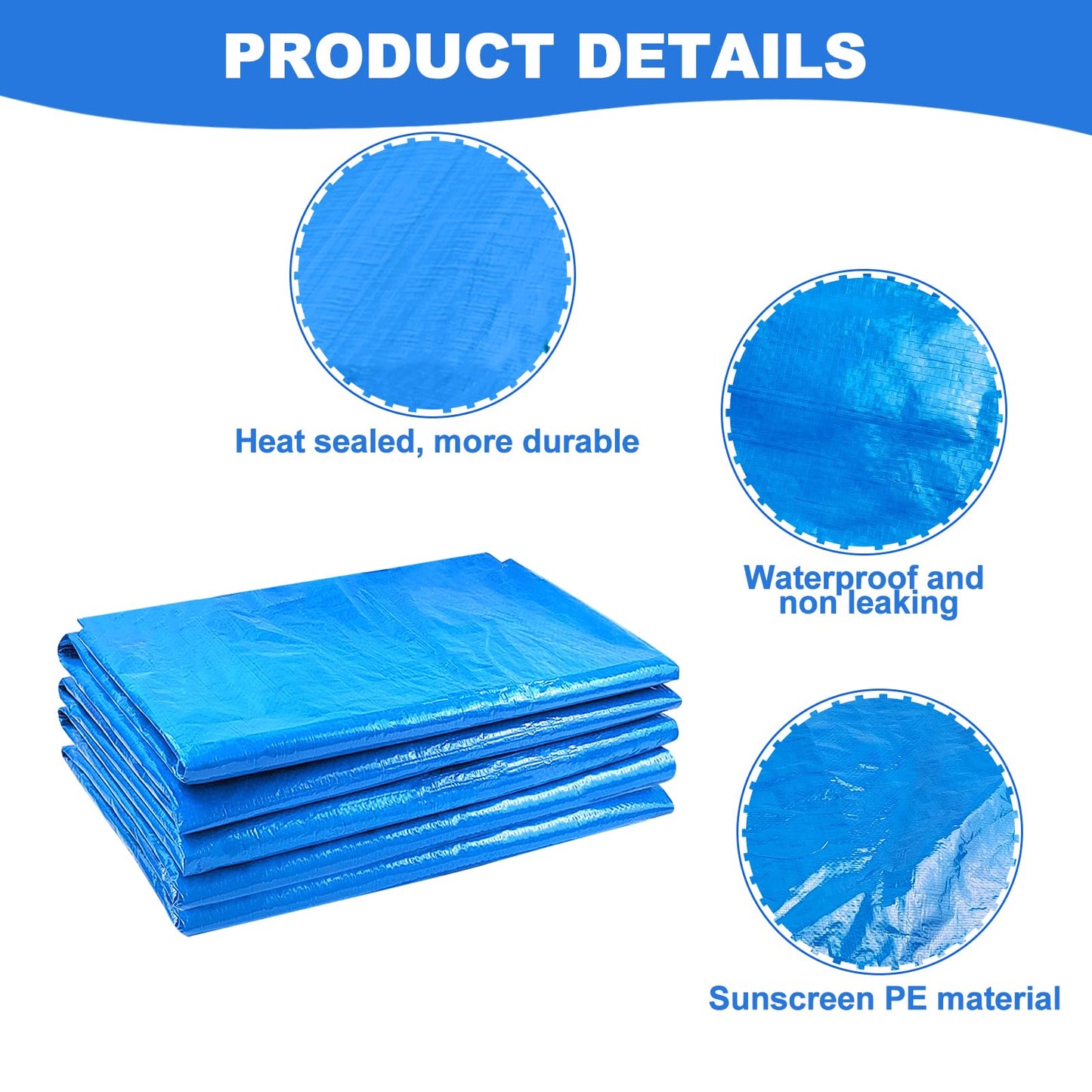 YEXEXINM 16 x 16 Ft Pool Ground Cloths,Swimming Pool Waterproof PE Swimming Pool Liner Pad for Protect Above Ground Pool Blanket for 8ft to 15ft Frame Above Ground Pools Accessories Prevents Punctures