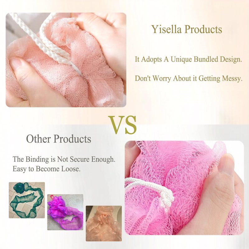 Kids Bath Loofah for Girls and Women,Soft Mesh Luffa with Cute Bunny Animal Character Exfoliating Body Scrubber Bath Sponge for Shower (2 Piece) - Pink & White