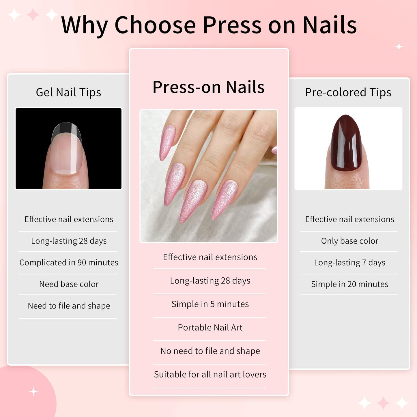 Pink Almond Cat Eyes Press On Nails,12 Sizes - 24 Pcs Soft Gel Pink Medium Fake Nails Kit with Nail Glue, Natural Reusable Stick On False Nails for Women and Girls SK1011