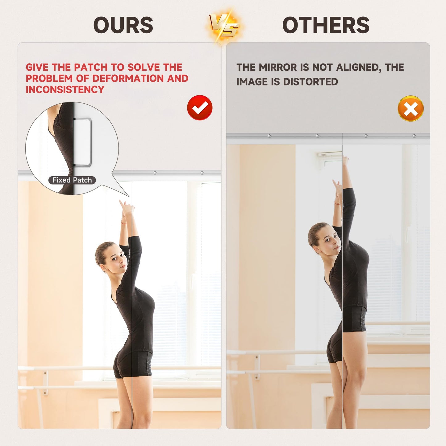 WINNICE 83"x40" One-Piece Home Gym Mirror, Oversized Full Body Wall Mounted Fitness Mirror, 4MM Professional Grade Tempered Glass for Yoga, Studio with Complete Kit