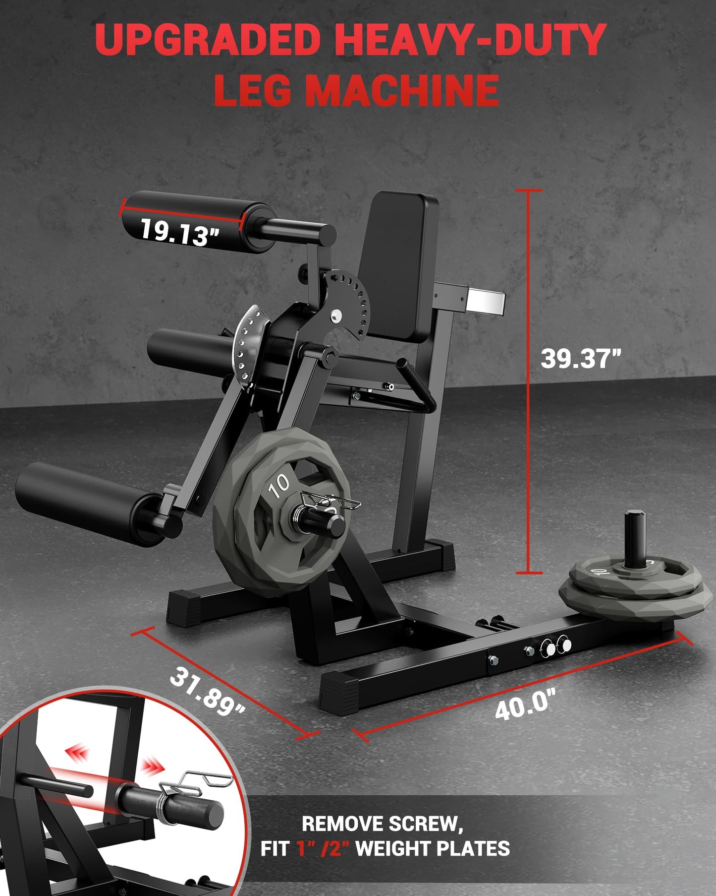 Garvee Leg Extension and Curl Machine, 4 in-1 Leg Press Machines for Home Gym, 700 LBS Weight Capacity Adjustable Workout Equipment, Exercise Bench for Lower Body (Red and Black)