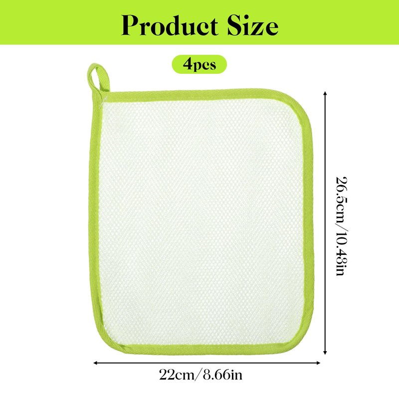 4 PCS Exfoliating Washcloths, Bath Scrub Cloths Net Wash Towels, Exfoliate Bath Towel Cloths for Women Man Deep Cleaning Face Body