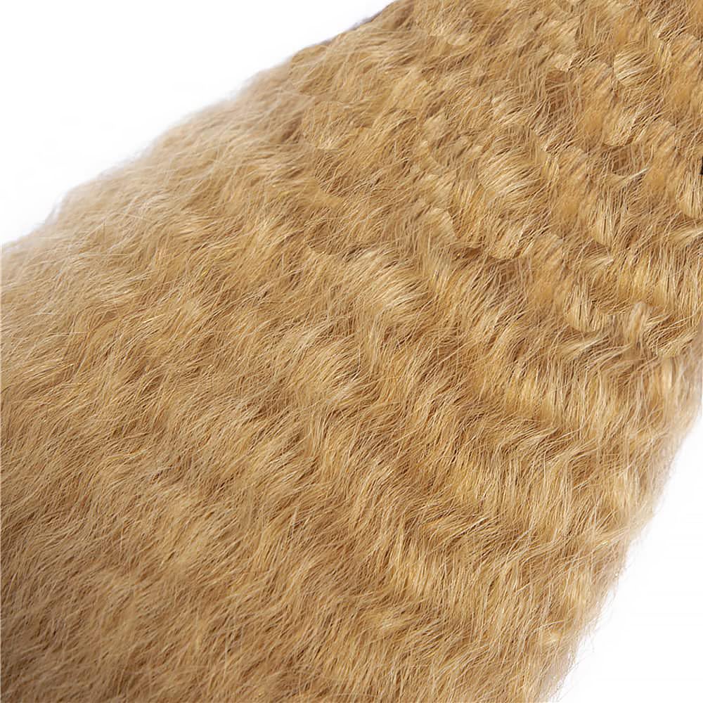 Honey Blonde Human Hair Bundles 14 16 18 Inch Yaki Straight Wave Bundles Human Hair Unprocessed Native Virgin Hair 100/PC 3 Extensions #27 Blonde Color Wet and Wavy Human Hair Extensions for Women