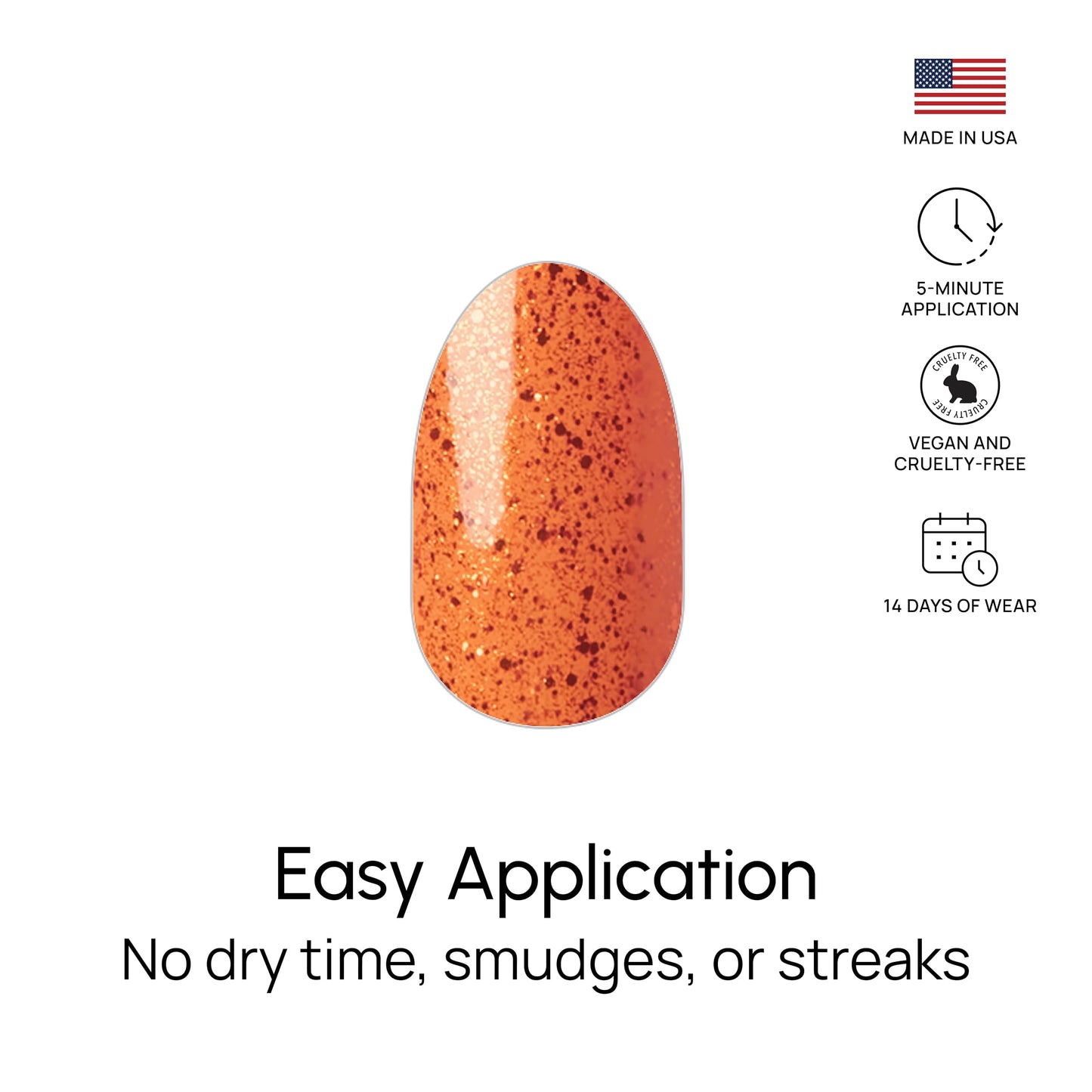 Color Street - Ominous Orange Nail Polish Strips - Real Nail Polish Stickers for Costume, Cosplay, Party & Festival Looks - 16 Double-Ended Strips