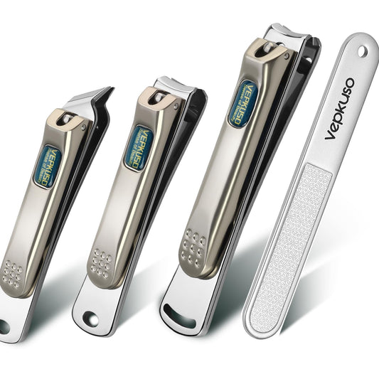 Nail Clippers for Men, Vepkuso Toenail Clippers for Thick Nails and Ultra Sharp Fingernail Clippers for Women, 4 in 1 Nail Clippers Cutter for Seinors, Gift Ideas