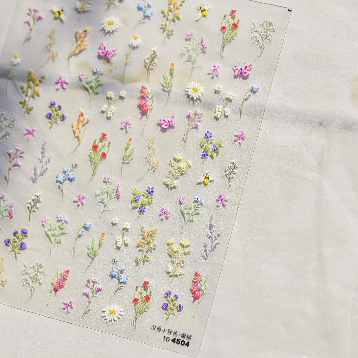 Flower Nail Stickers 5D Embossed Nail Decals Spring Floral Nail Art Stickers Design Nails Supplies Spring Plant Manicure Decoration for Women