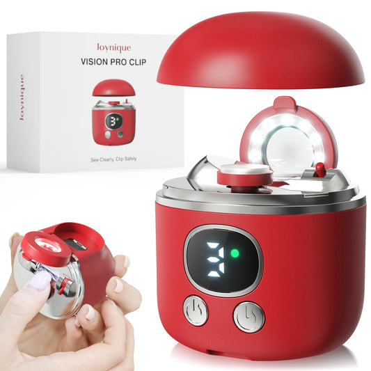 Electric Nail Clipper for Thick Toenails & Baby Nails, 3 Speeds Nail Trimmer with LED Light & Magnifying Glass, Safe for Seniors & Kids, USB Rechargeable, Nail Grinder with Storage (Red)