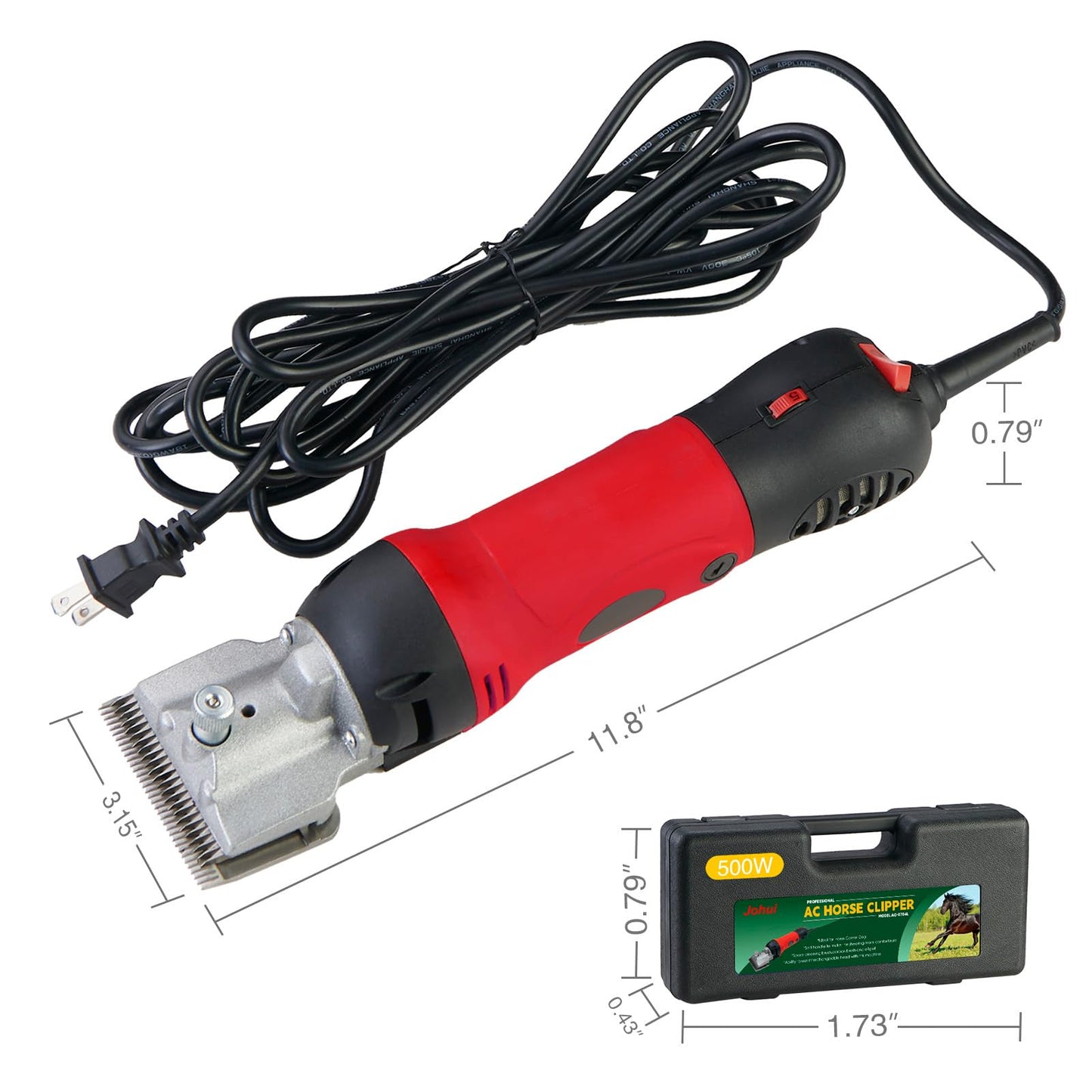 Johui Horse Clippers - 500W Heavy Duty Horse Body Clippers with 2 Sets Removable Blades & 6 Speeds for Horses, Cattle, Camels, Large Dogs