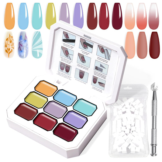 U-Shinein Gradient Painting Gel, 9 Colors Ombre Gel Nail Polish with Summer Blue Sponging for Pigment Pat Kit Aura Nails, French Manicure Soak of UV DIY Nail Art Beachside Candy