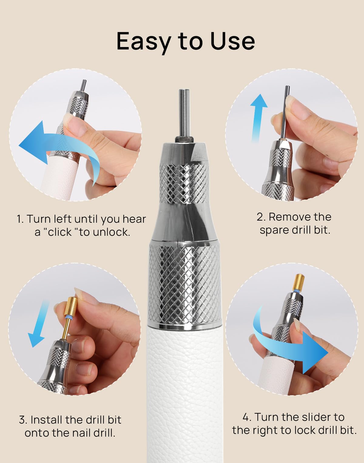 Professional Electric Nail Drill Machine - O NAIL 50,000 RPM E-File with LCD Display, Smart Control and Vibration-Free, 3mm Shank Bits Kit, Beginner Mode for Acrylic Gel Removal, for Home & Salon Use