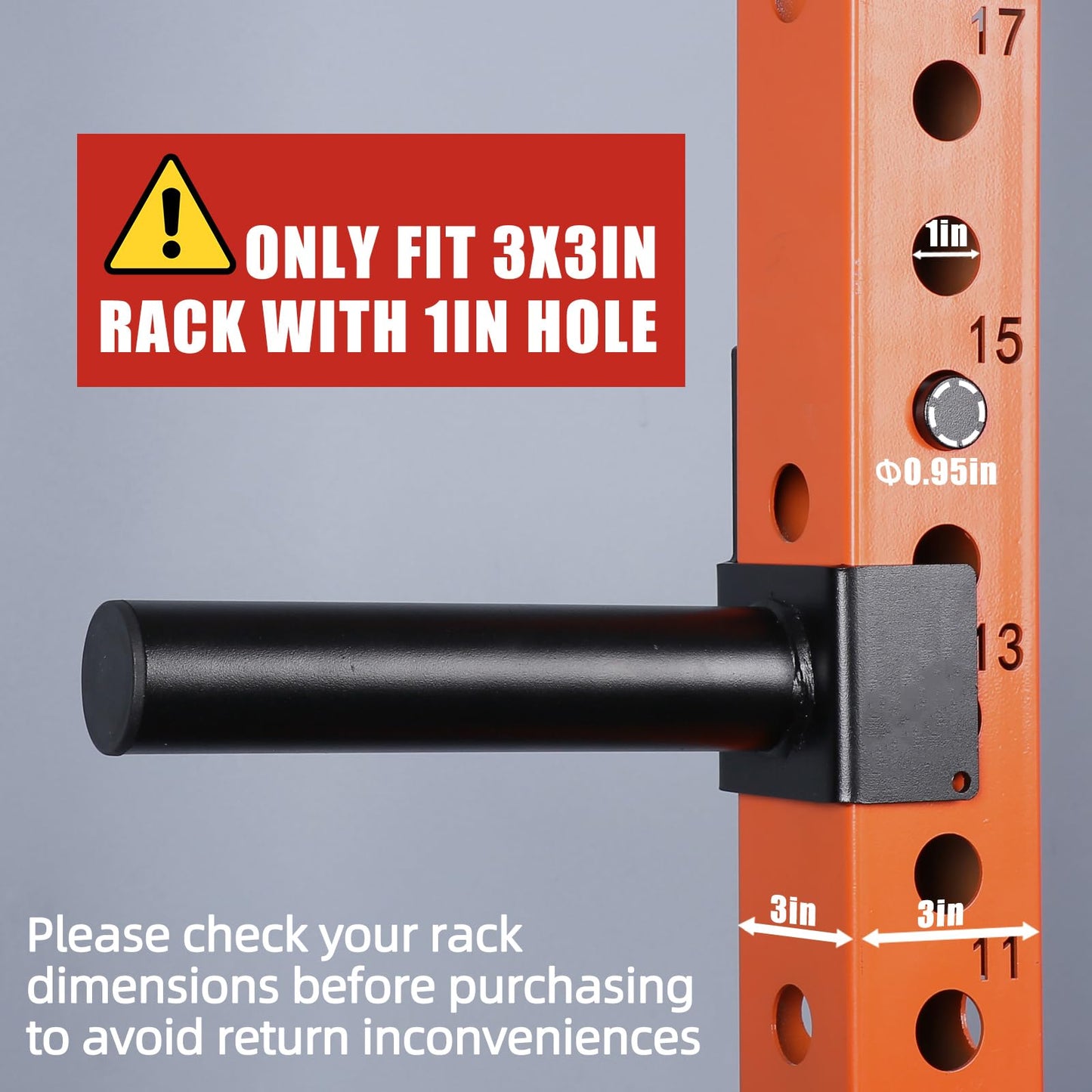 GymPala Olympic Weight Plate Holder - Fit 3x3-Inch Power/Squat Racks with 1" Hole"