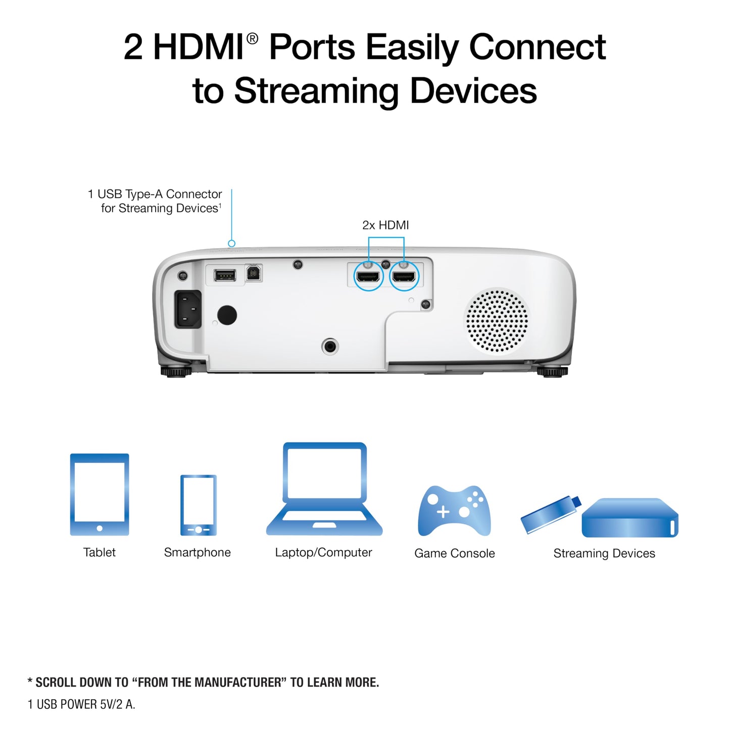Epson Home Cinema 1100 3-Chip 3LCD Wireless 1080p Projector Streaming with Apple AirPlay, Miracast, Media Room/Gaming, 3,400 Lumens Color and White Brightness, Speaker, 16000:1 Contrast, 2x HDMI