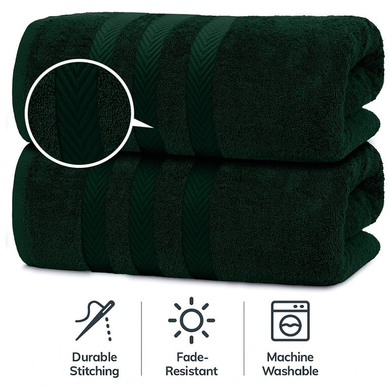 RIVERSIDE Pack of 2 Extra Large Bath Sheets 35 x 70 Inches, 100% Ring Spun Cotton, Hotel Quality, Oversized Bath Towels for Adults, Soft, Highly Absorbent & Quicker to Dry, Hunter Green