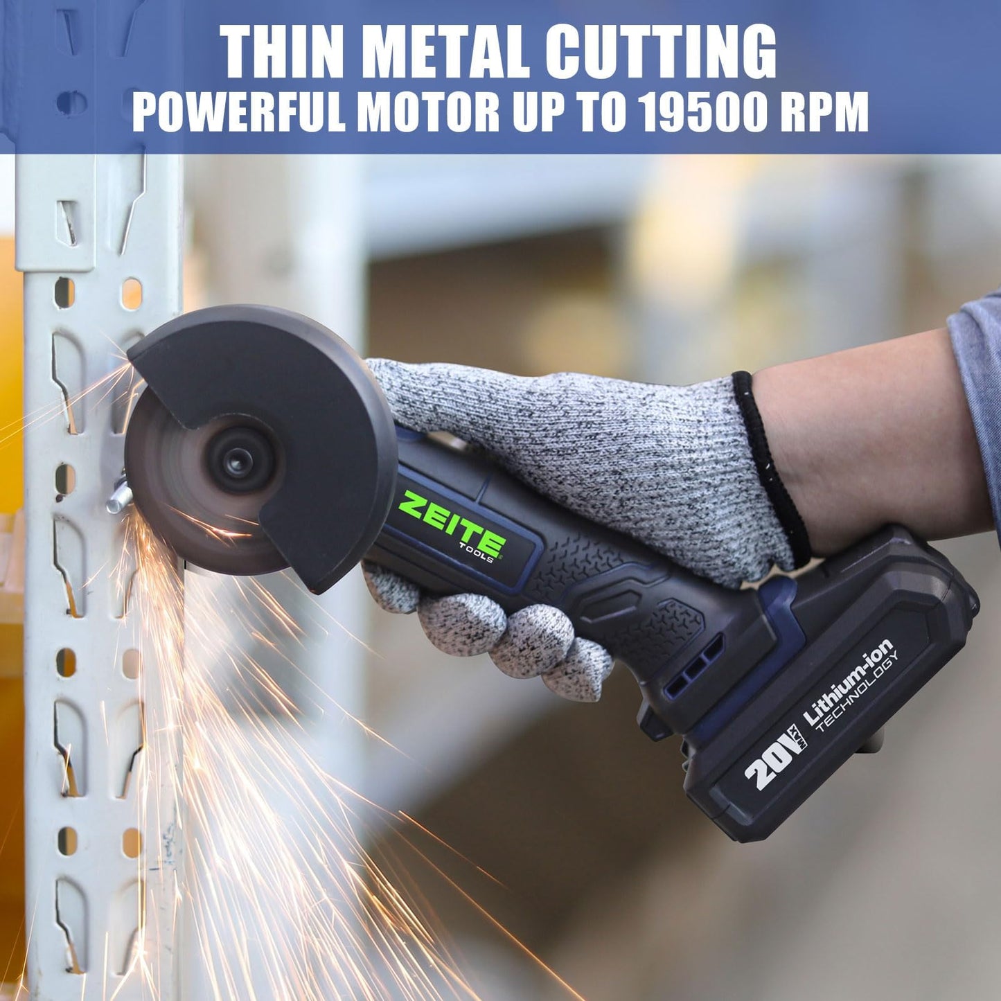 ZEITE 3" Cordless Cut Off Tool,20V Mini Multi-Cutter,Portable Metal Chop Saw,Max Cutting Depth 1/2",3 Cutting Discs & 1 Flap Disc,2.0Ah Battery and Fast Charger