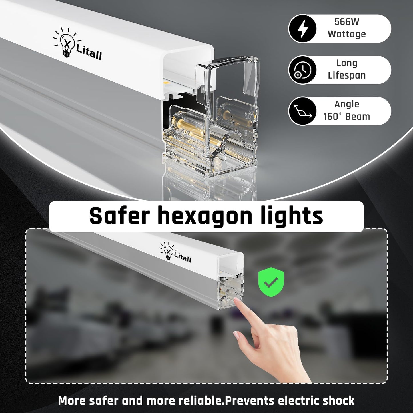 X-Litall Hexagon Garage Light - Hexagon led Lights, High Brightness 566W 70750LM 6500K Super Bright Honeycomb Lights for Garage, Basement, Warehouse, Auto Beauty Shop, Car Detailing Shop