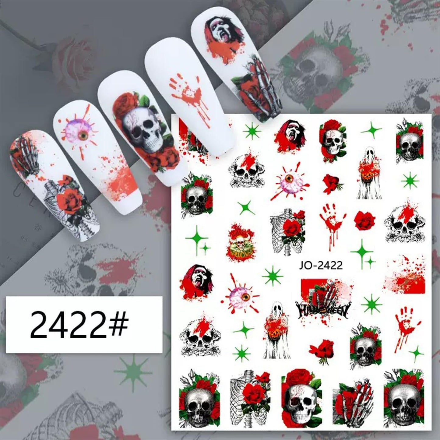 30 Sheets Halloween Nail Stickers Cute Ghost Pumpkin Nail Stickers 3D Self-Adhesive Nail Decals Bat Skull Nail Art Sticker Holiday Nails Design Accessories for Women Gilrs Nails Art Decoration