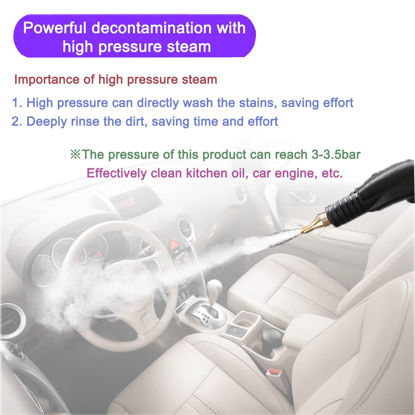 ZWEBY Portable Steam Cleaner,High Temperature Steam Cleaner,for Commercial,Industrial,Home Or Car Detail,Powerful Steam/Fast Descaling/Cycle Descaling