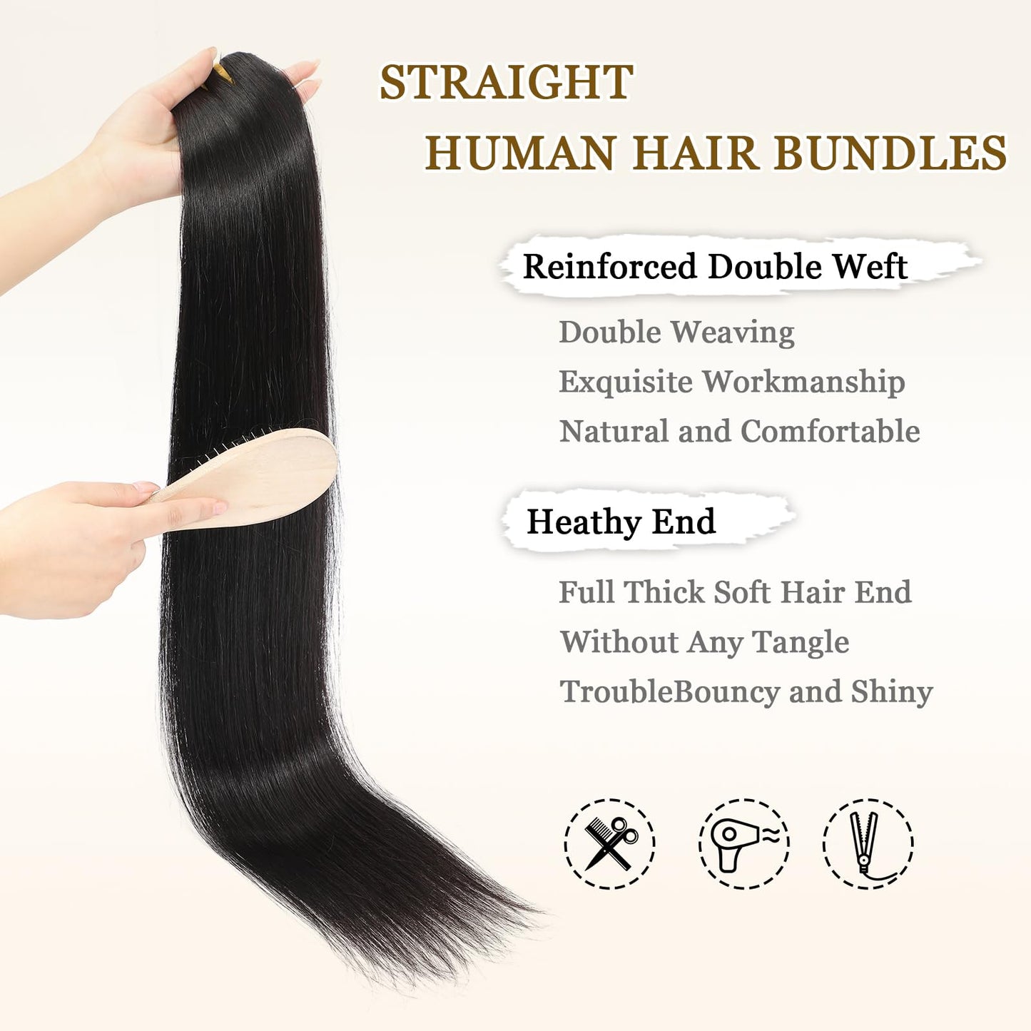 16A Raw Straight Bundles Human Hair 1 Bundle,18 Inch,Triple Lifespan,Burmese Virgin Remy Hair Extensions,No Tangle Shedding