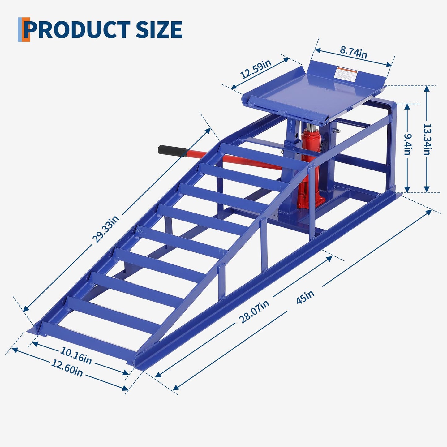 Hydraulic Car Ramps 2 Pack, 11000 LBS/5T Heavy Duty Steel Auto Service Ramps, 9.4"-13.34" High Lift for Truck, Vehicle, SUV, Garage, Oil Changes, Repair & Maintenance